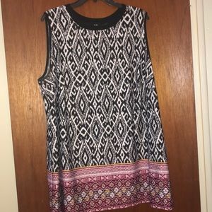 Tribal print, very short sun dress or long top.